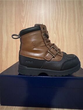 Polo by Ralph Lauren Brown and Black Kids Leather-Trim High Cut Boots